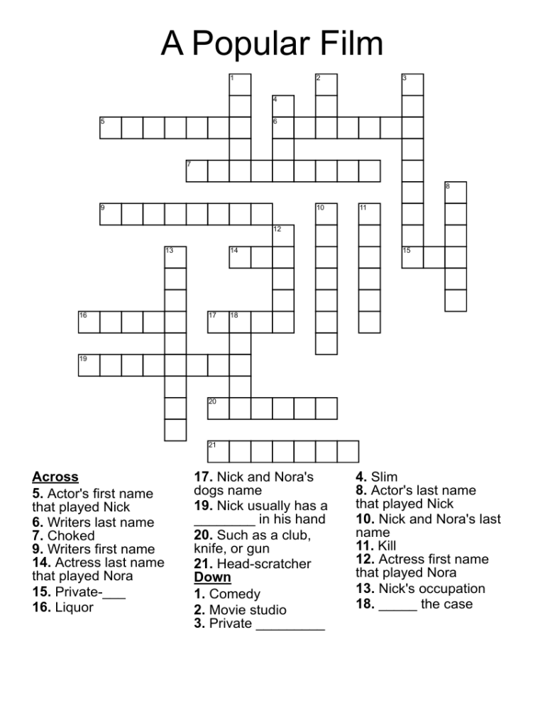 2017 Pixar Film Crossword