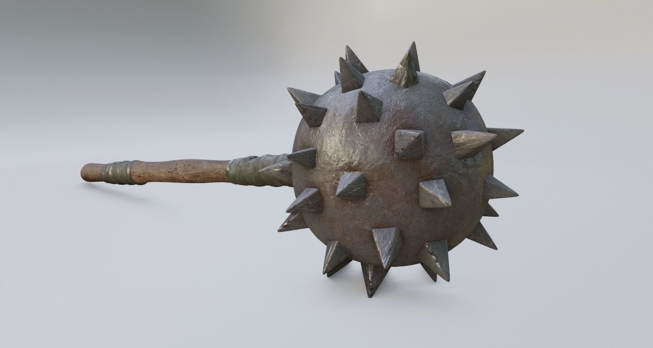 3D Model Medieval Spiked Club With Pbr Textures VR AR Low poly 