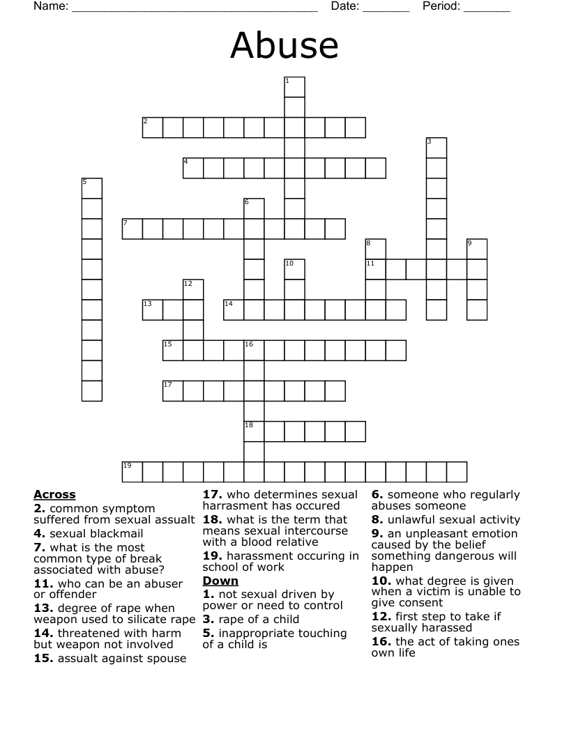 Abuse Crossword WordMint