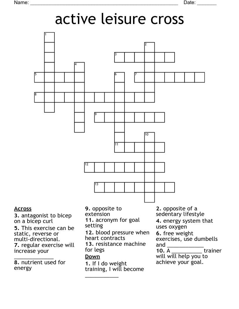 Active Leisure Cross Crossword WordMint