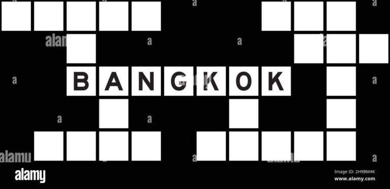 Alphabet Letter In Word Bangkok On Crossword Puzzle Background Stock 