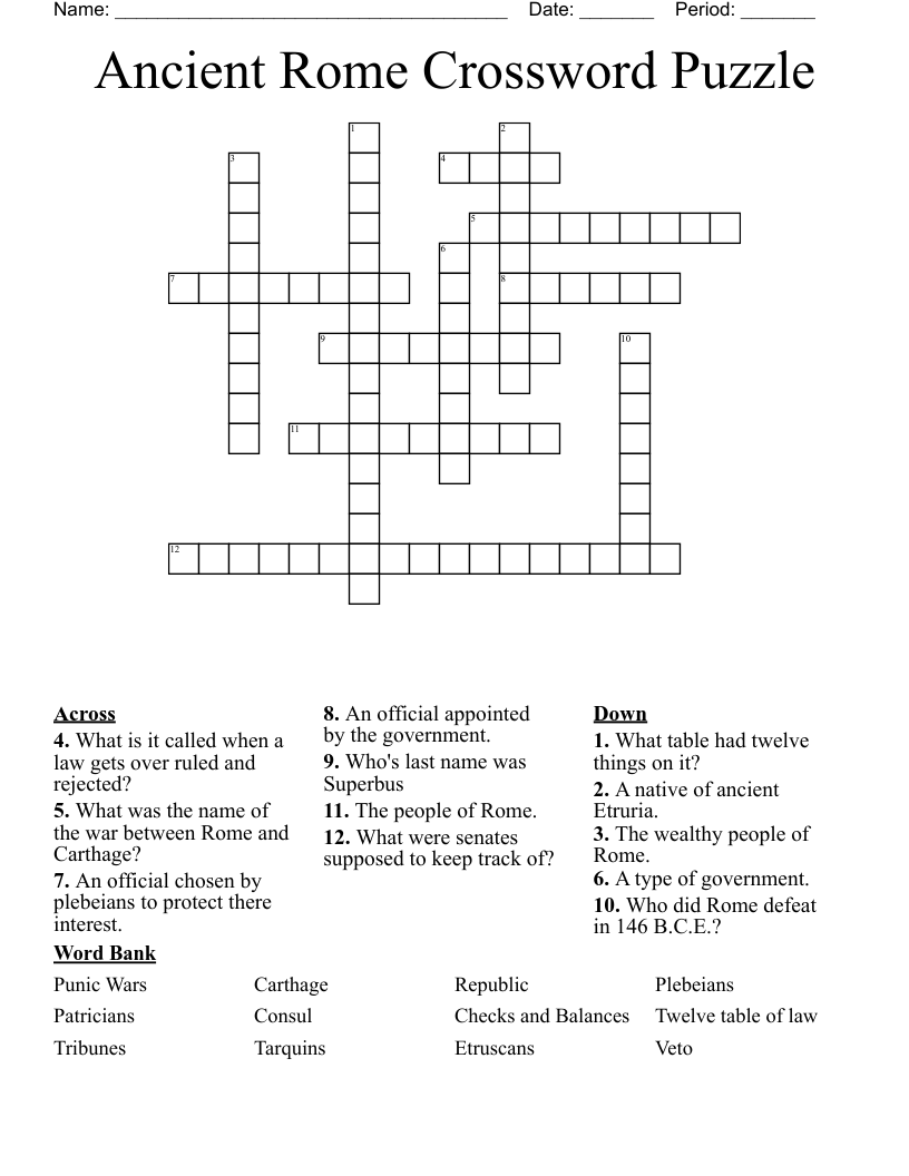 Ancient Roman Port Crossword Prntbl concejomunicipaldechinu gov co