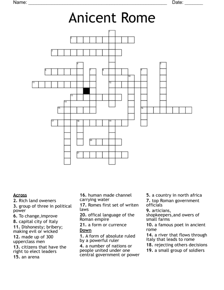 Ancient Rome Crossword Puzzle Wordmint Vrogue co