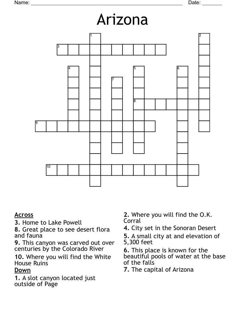 Arizona Crossword WordMint