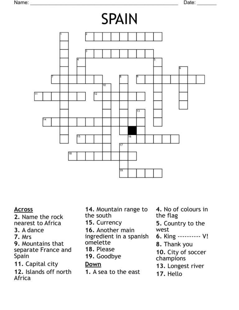 Barcelona Crossword WordMint