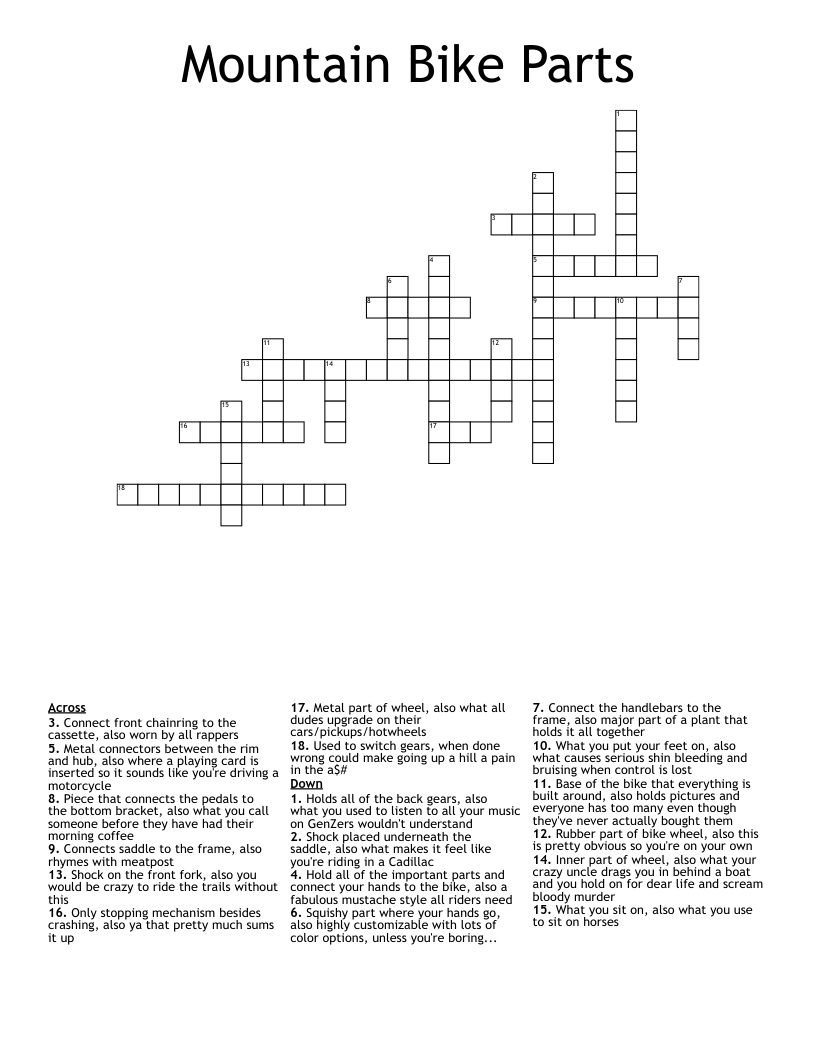 Bike Crossword WordMint