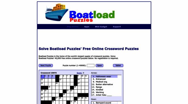 Boatloadpuzzles Free Online Crossword Puzzles Boatload Puzzles