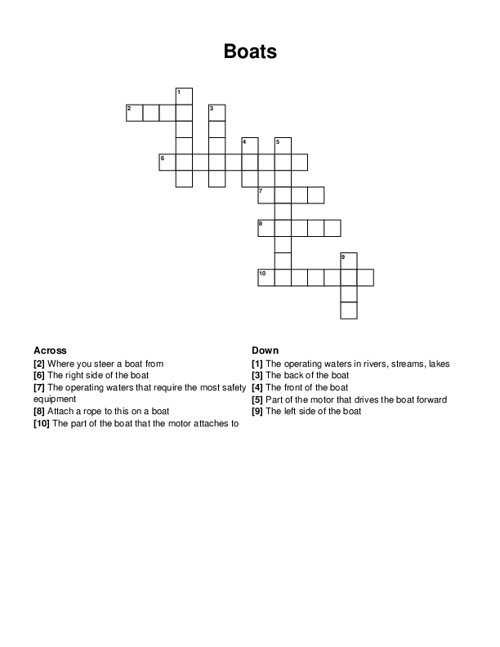 Boats Crossword Puzzle