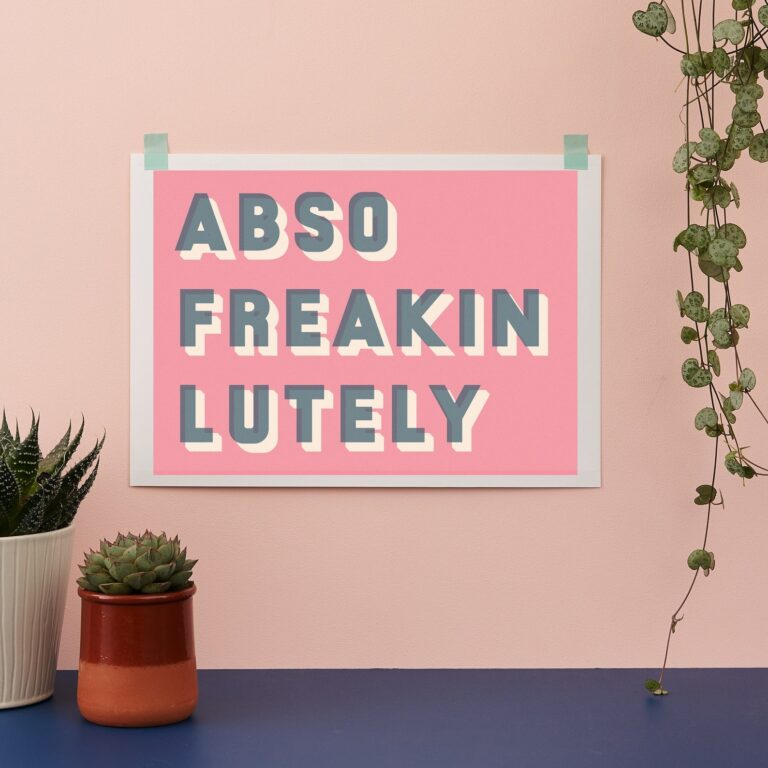 Bold Typographic Riso Print Abso Freakin Lutely Etsy