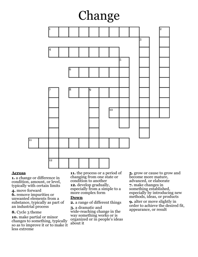 Change Crossword WordMint