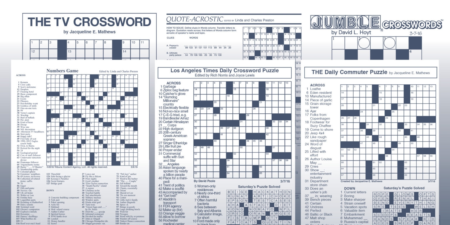 Chicago Sun Times Crossword Puzzle Printable Printable Crossword 