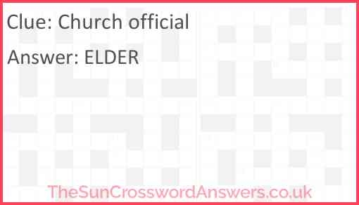 Church Official Crossword Clue TheSunCrosswordAnswers co uk