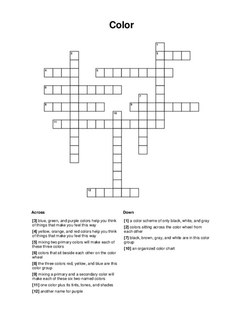 Color Crossword Puzzle