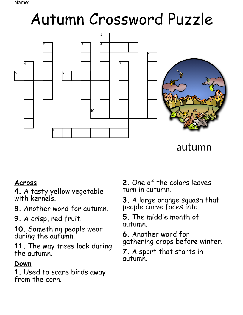 Colors Of Autumn Leaves Crossword