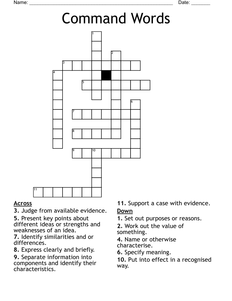 Command Words Crossword WordMint