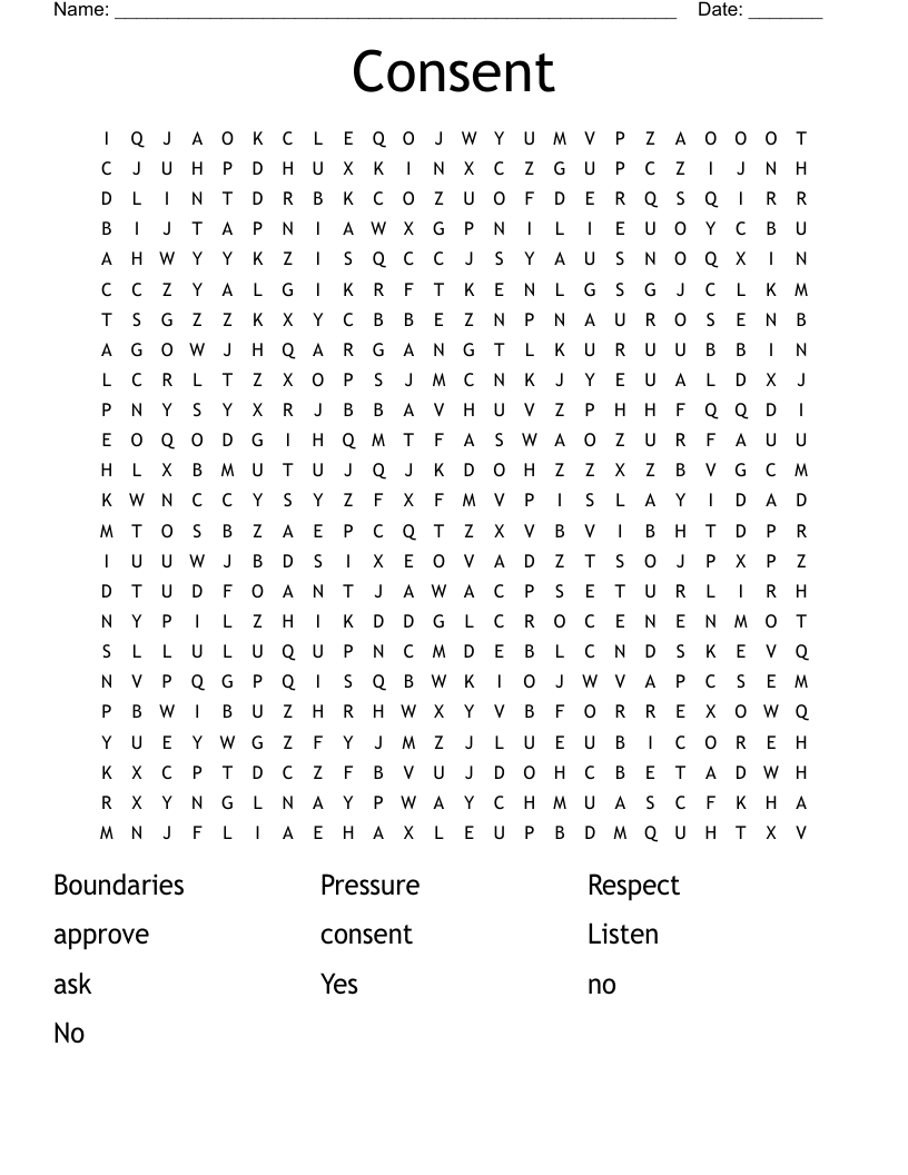 Consent Word Search WordMint