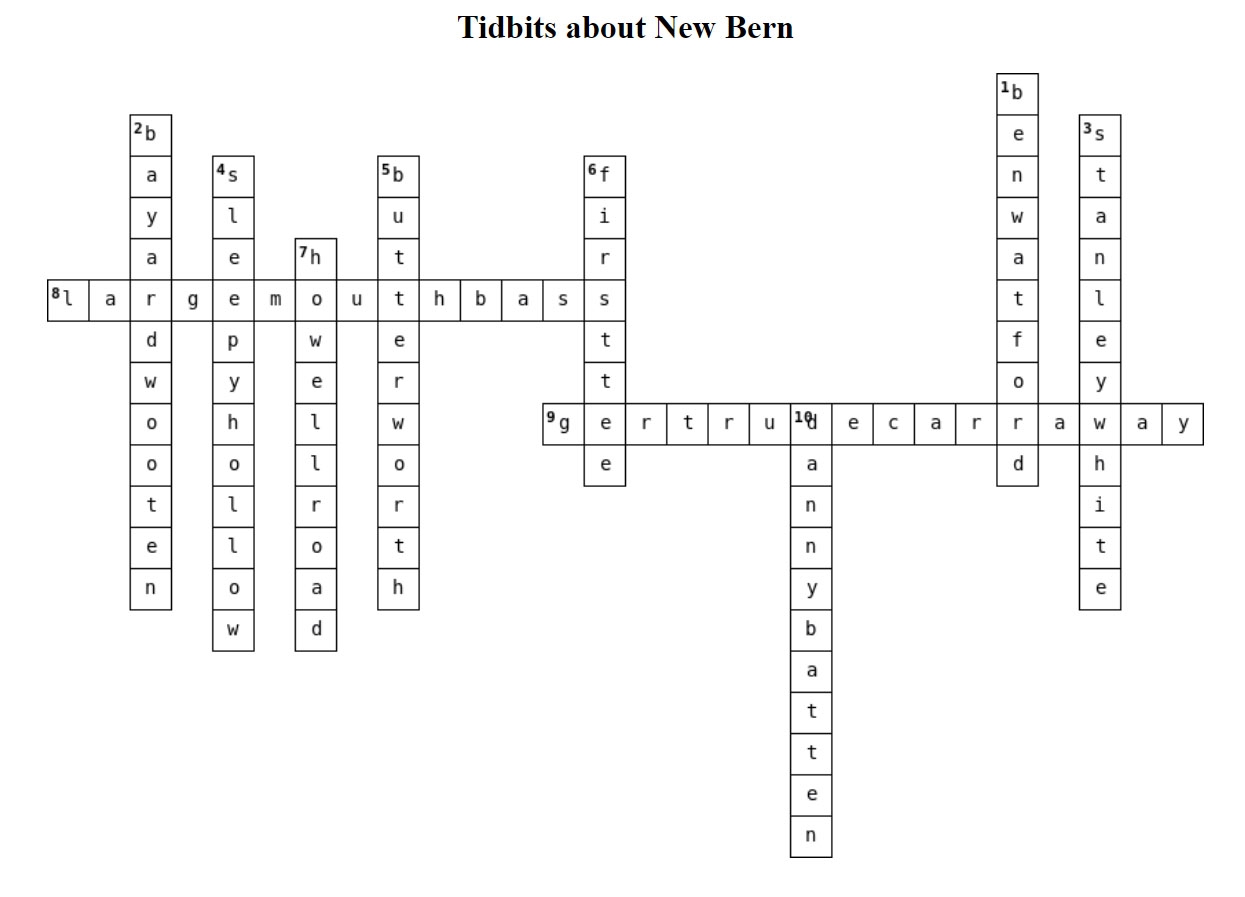 Crossword Answer Keys New Bern s Local News And Information 