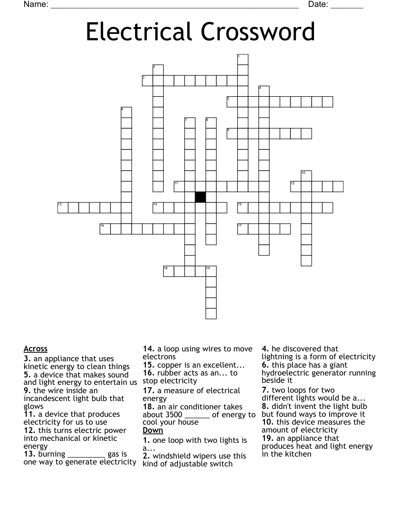 Crossword Clue Electrical Units