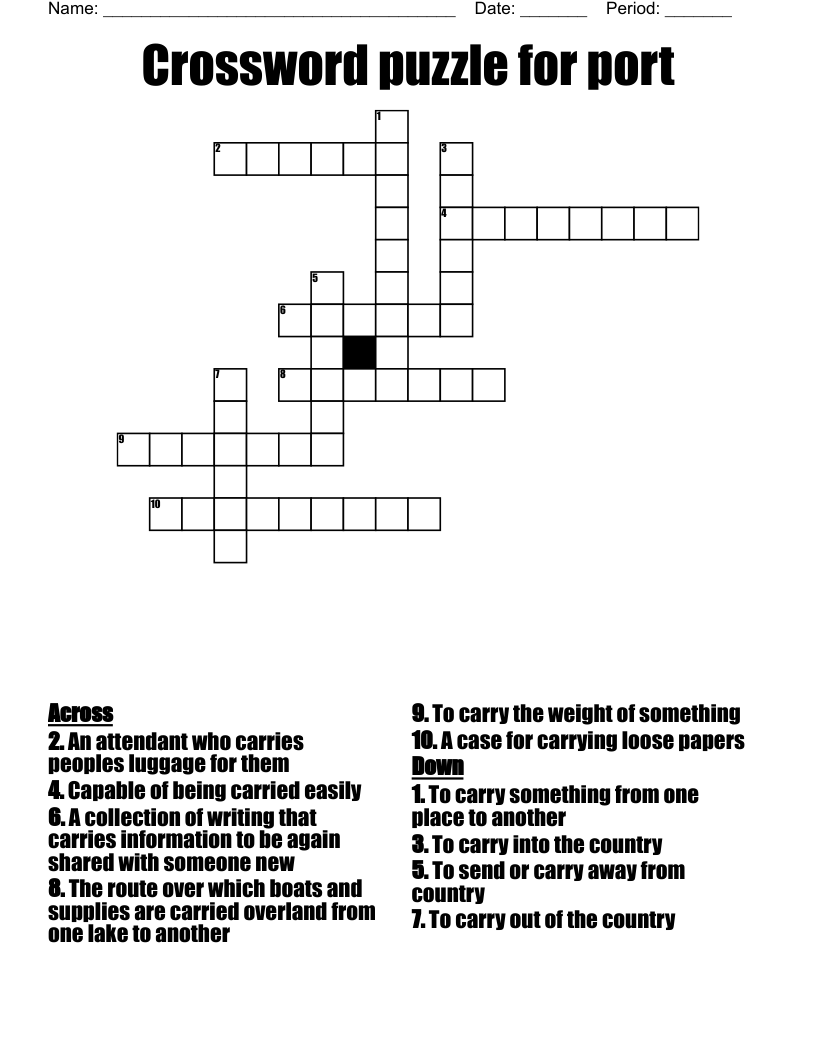 Crossword Puzzle For Port WordMint