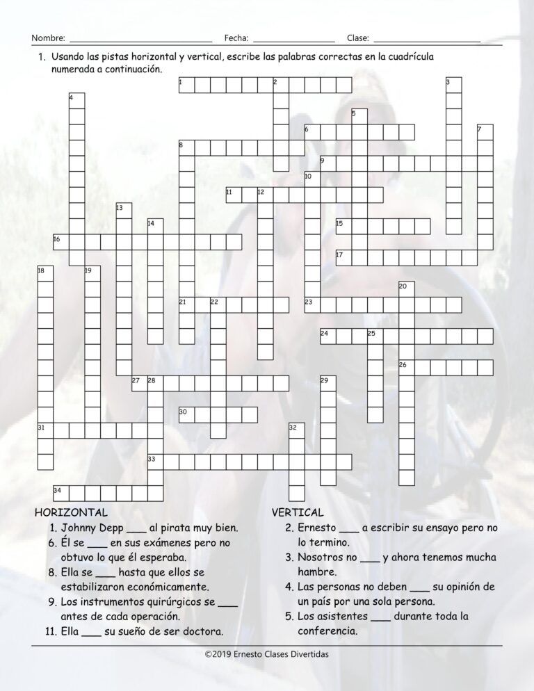 Crossword Puzzles In Spanish At Noelle Nelson Blog