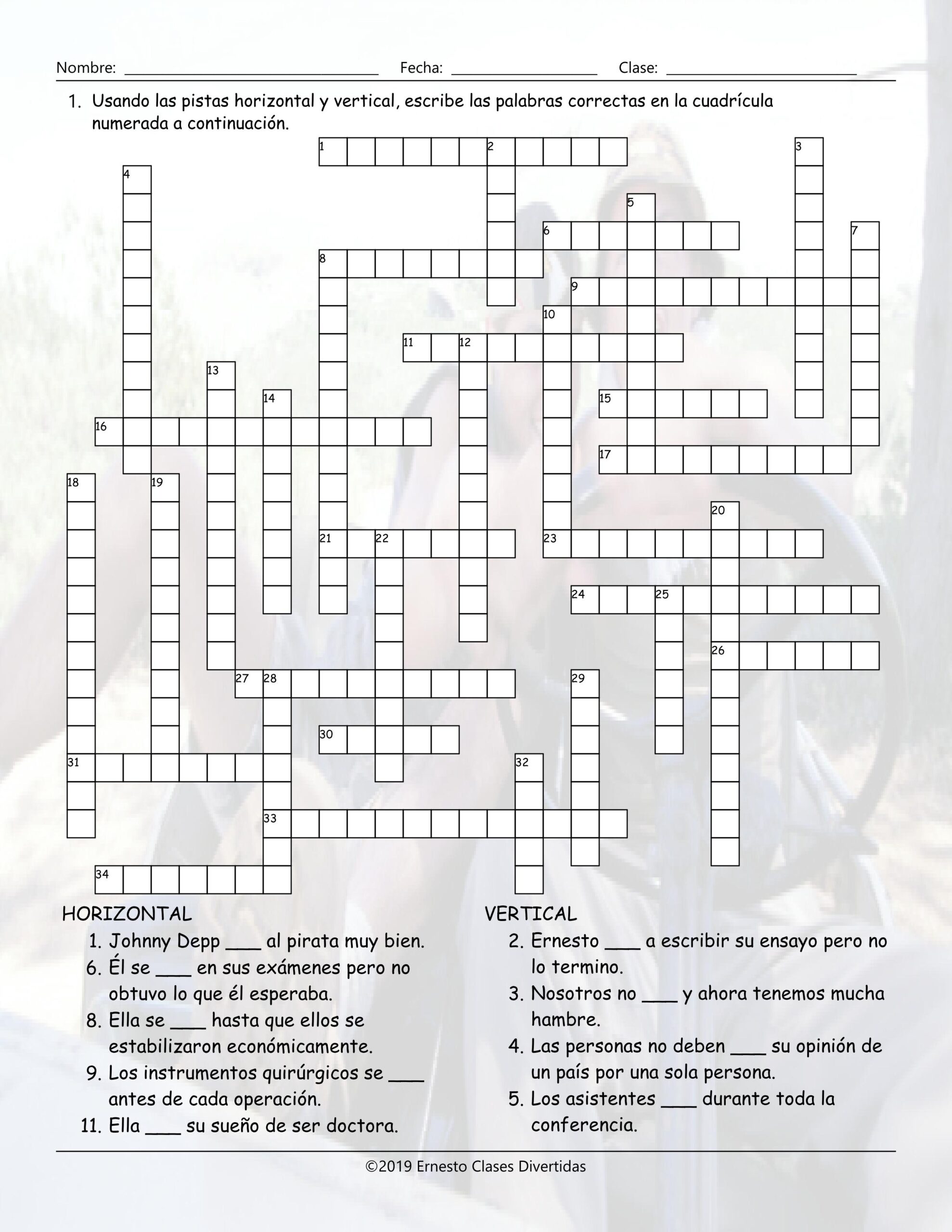 Crossword Puzzles In Spanish At Noelle Nelson Blog