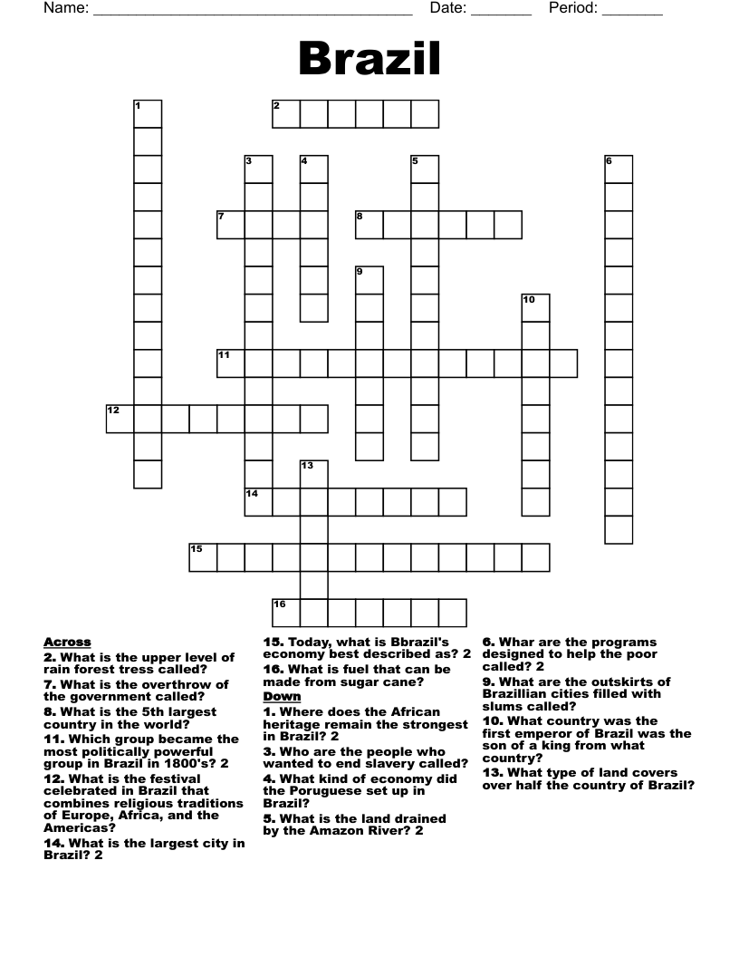 Dance Of Brazil Crossword Prntbl concejomunicipaldechinu gov co