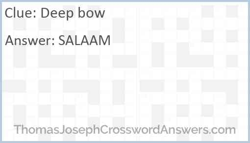 Deep Bow Crossword Clue ThomasJosephCrosswordAnswers