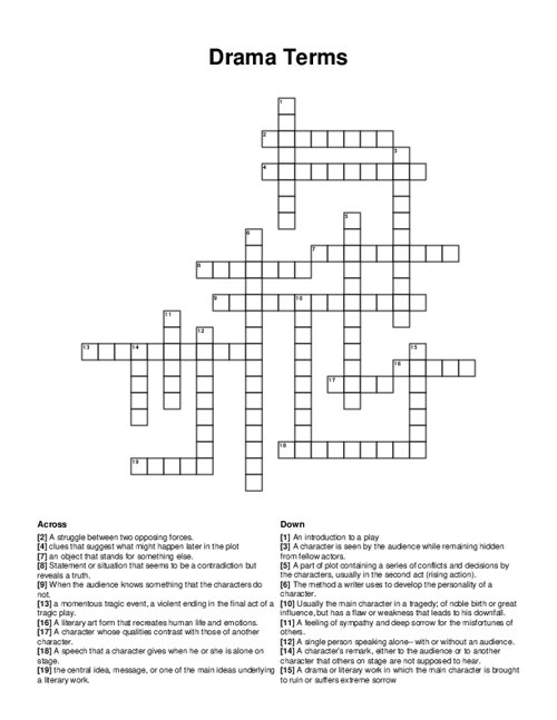 Drama Terms Crossword Puzzle