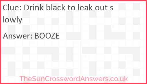 Drink Black To Leak Out Slowly Crossword Clue TheSunCrosswordAnswers