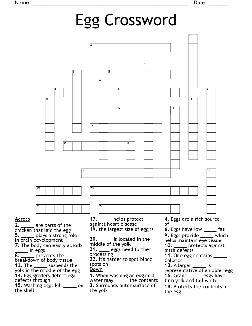 Egg Crossword WordMint