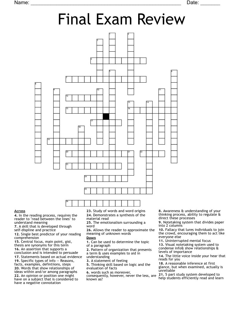 Exams For Phd Candidates Crossword