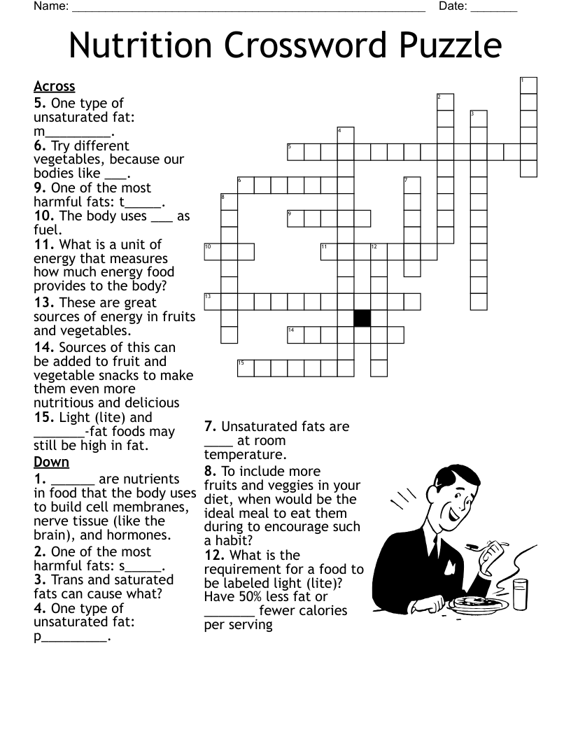 Food And Nutrition Crossword Puzzle Answer Key