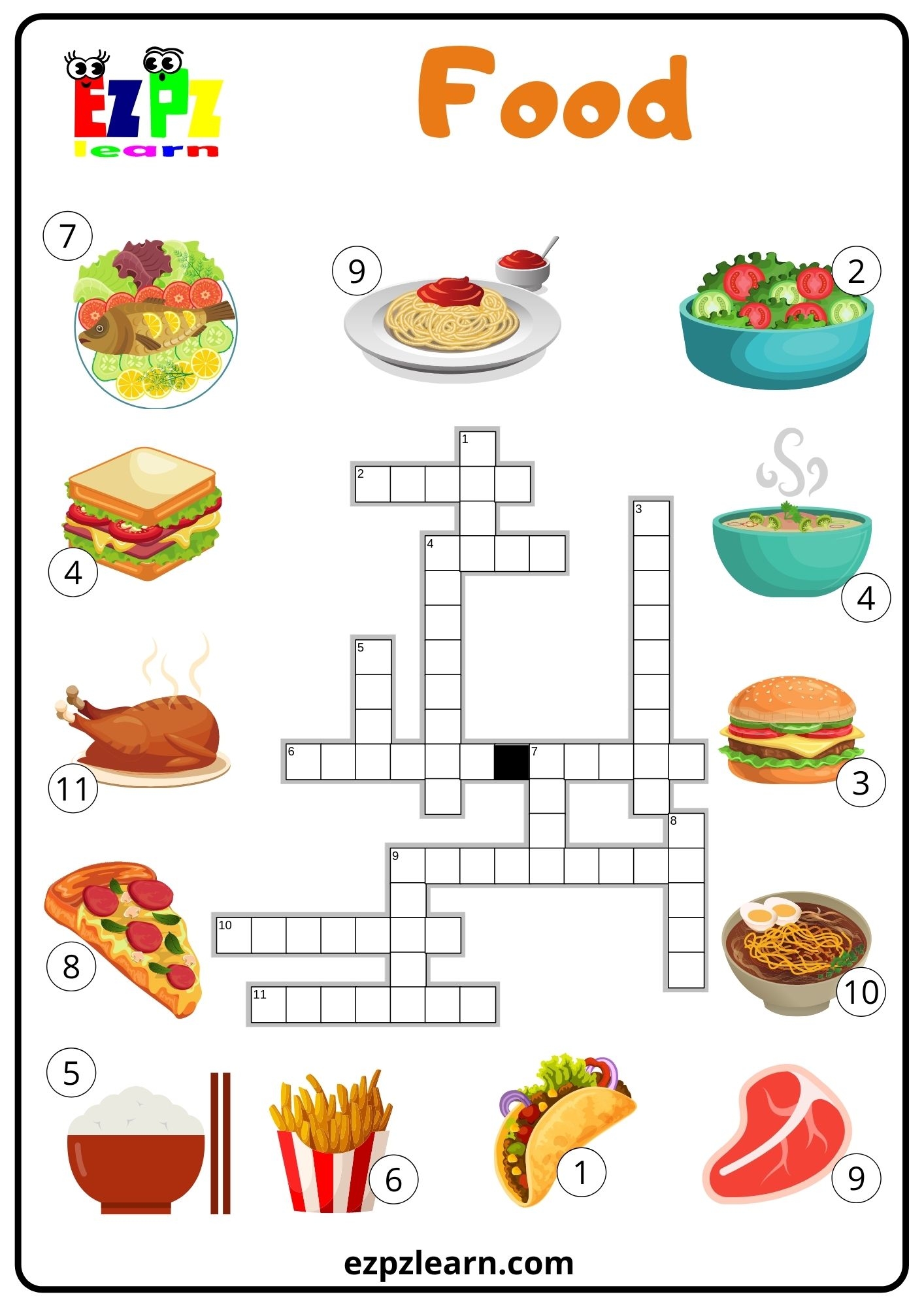 Food Crossword Ezpzlearn