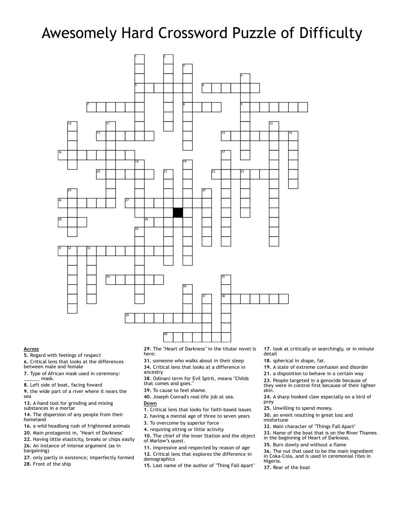 Free Daily Difficult Crossword Puzzles Finpolf