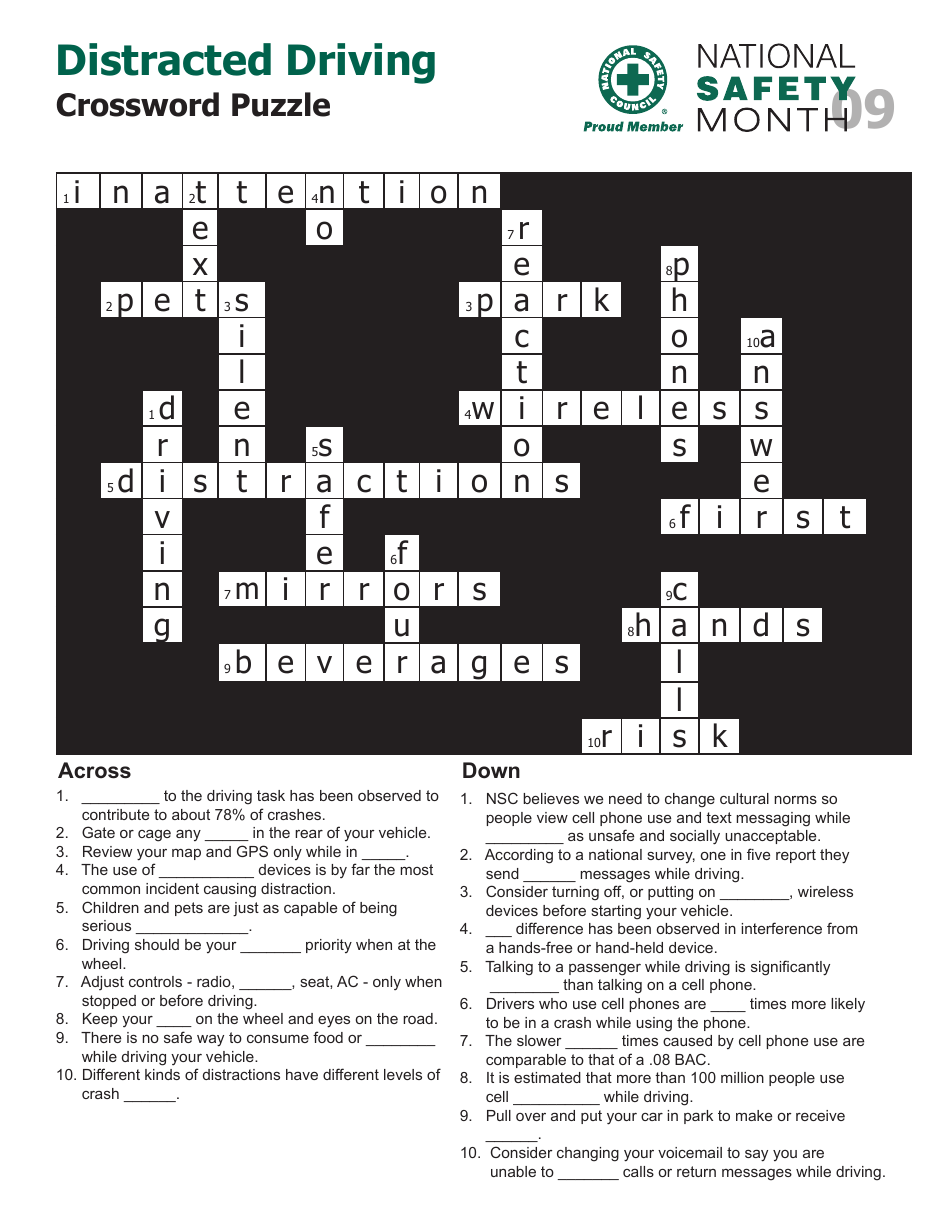 Free Printable Safety Crossword Puzzles Printable Cro Vrogue co