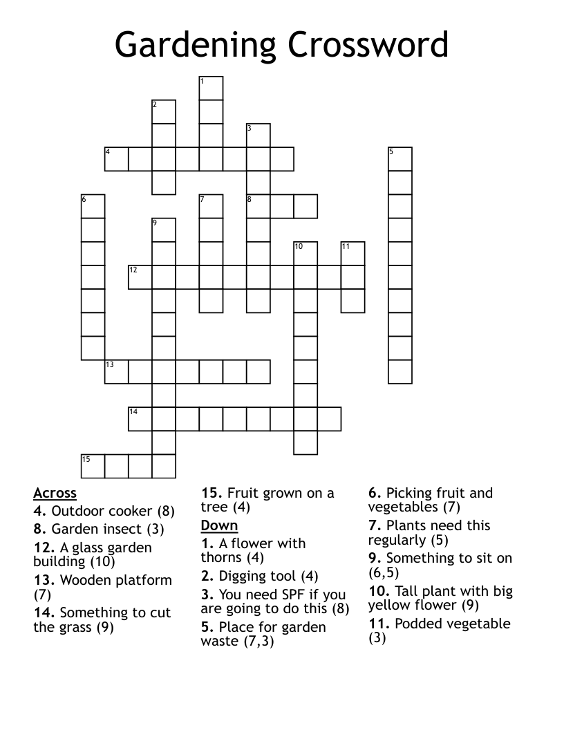 Gardening Tools Esl Printable Crossword Puzzle Worksh Vrogue co