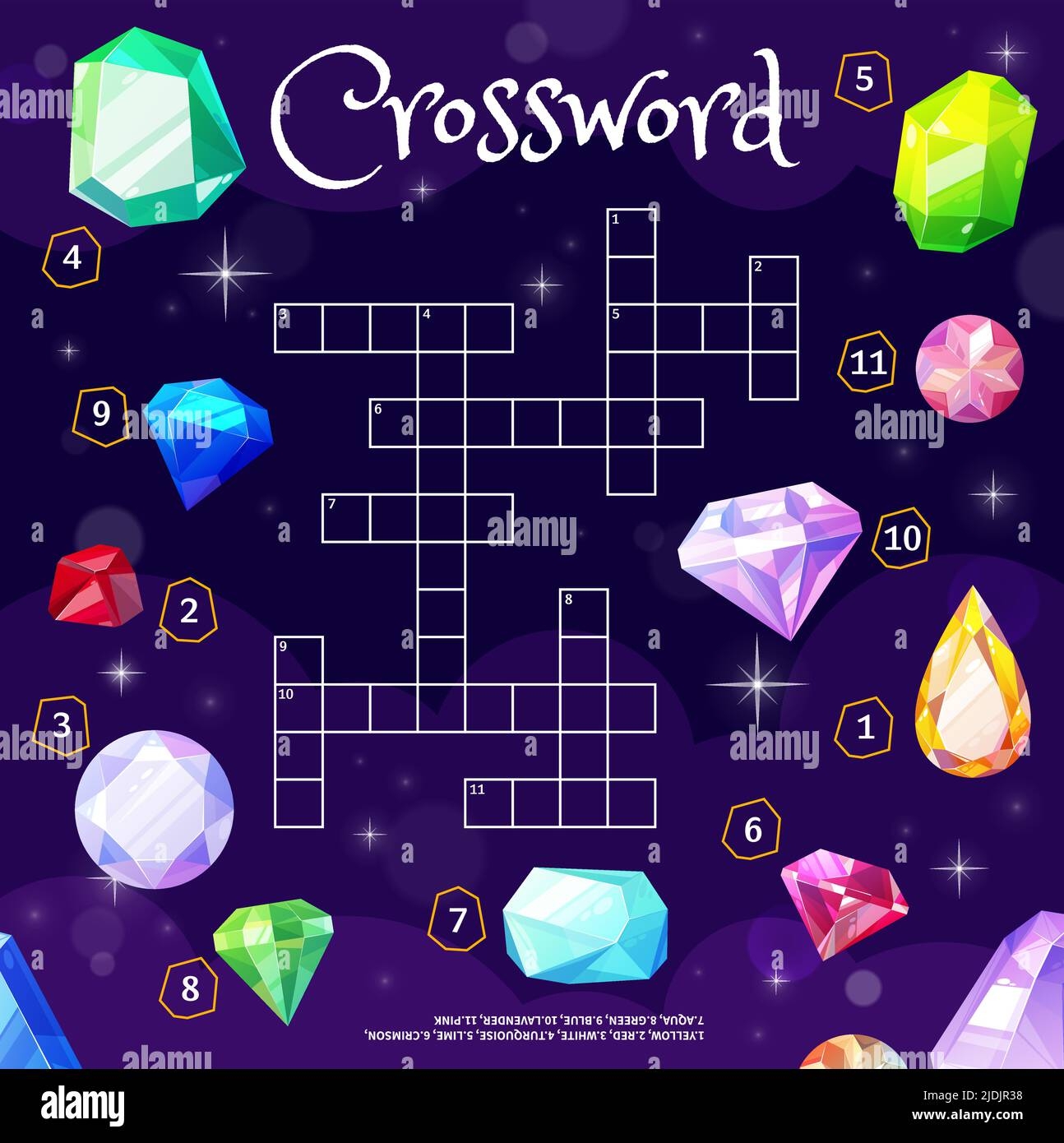 Gem Jewel And Crystals Crossword Grid Worksheet Find A Word Quiz Game 