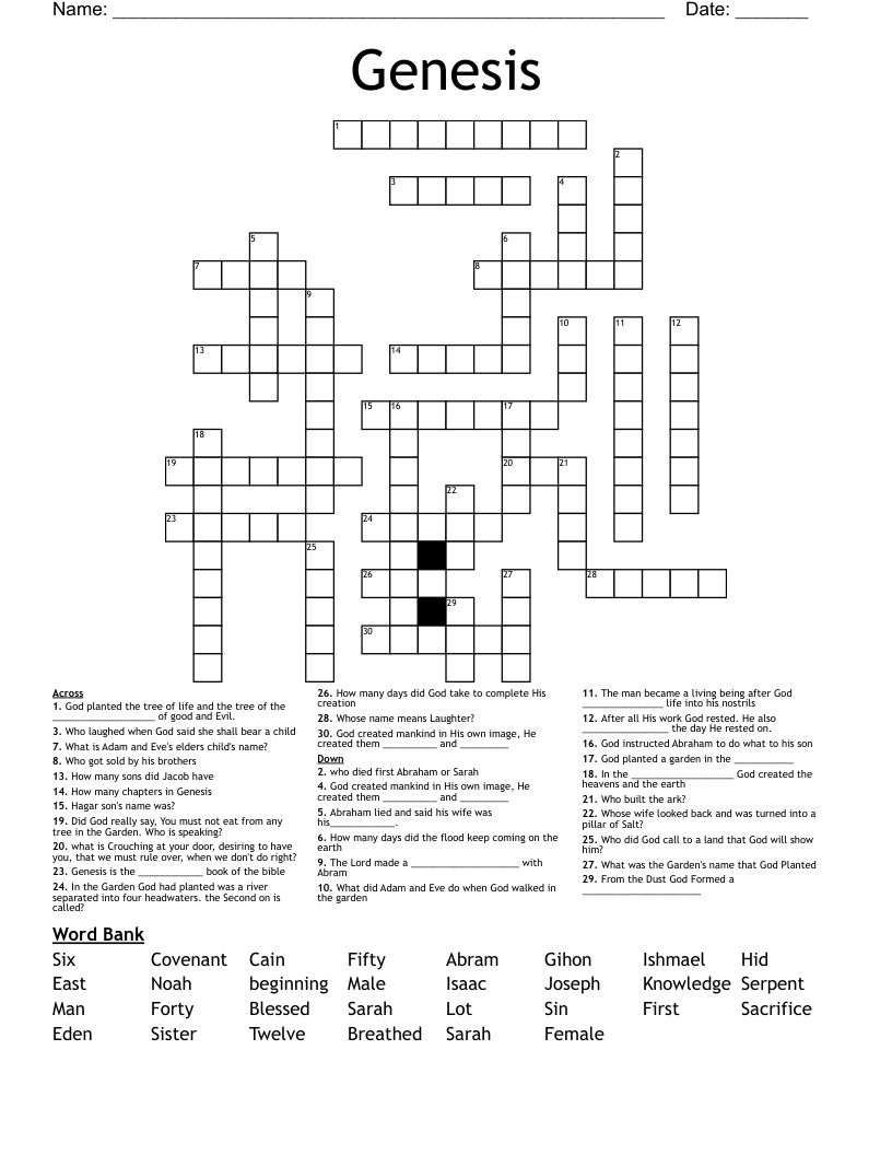 Genesis Crossword WordMint