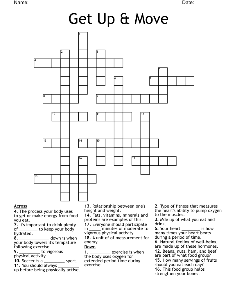 Get Up Move Crossword WordMint