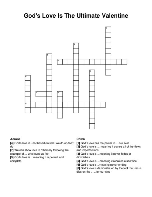 God s Love Is The Ultimate Valentine Crossword Puzzle