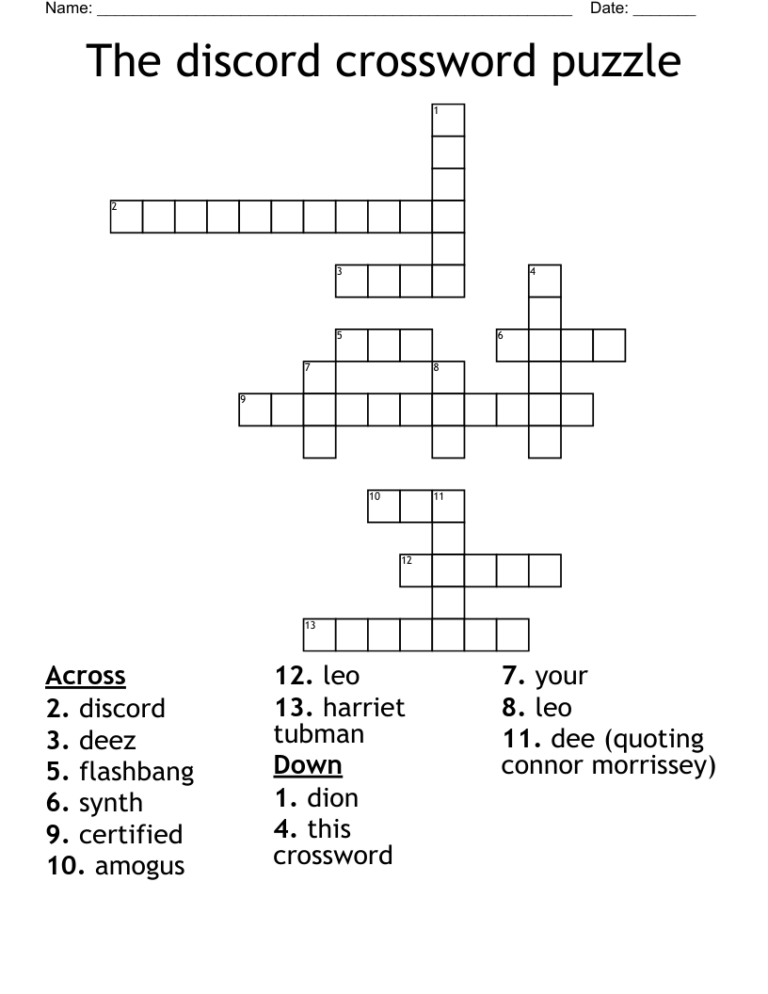 Goddess Of Discord Crossword