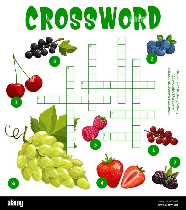 Grape And Garden Berries Crossword Worksheet Find A Word Quiz Game 