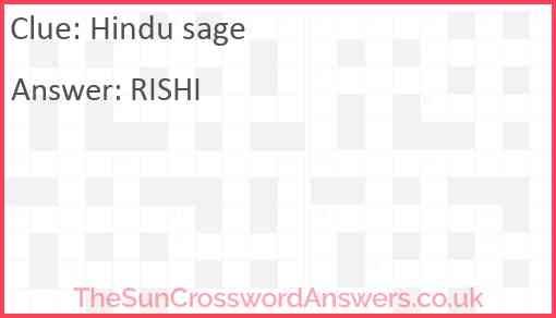 Hindu Sage Crossword Clue TheSunCrosswordAnswers co uk