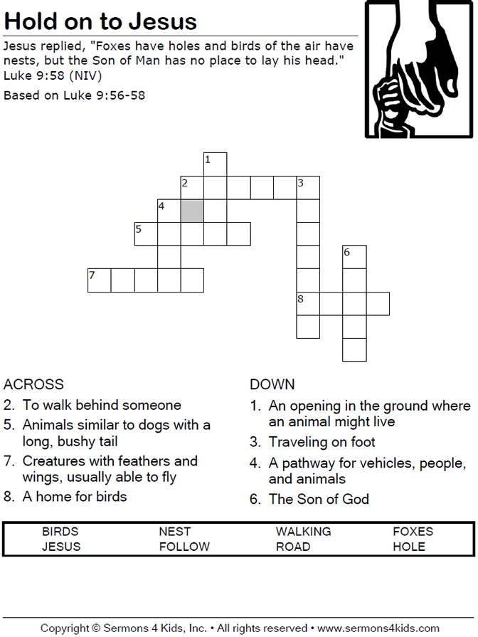 Hold On To Jesus Crossword Sermons4Kids