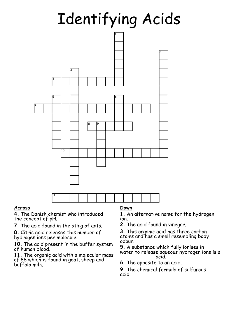 Identifying Acids Crossword WordMint