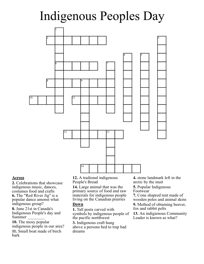 Indigenous Peoples Day Crossword WordMint