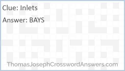 Inlets Crossword Clue ThomasJosephCrosswordAnswers