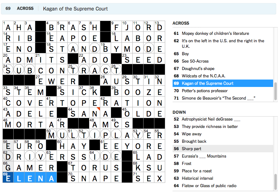 Josh Blackman What s 69 Across In Tuesday s NYT Crossword Kagan Of 