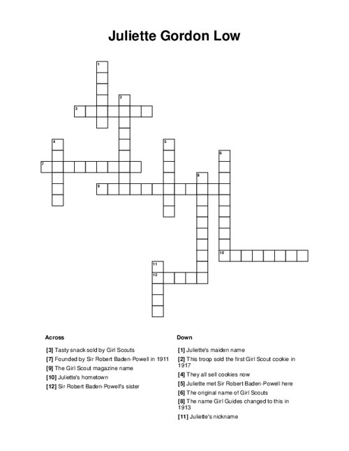 Juliette Gordon Low Crossword Puzzle