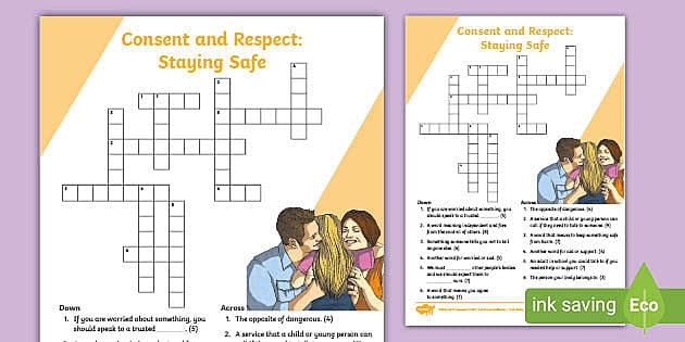 KS2 PSHE Consent Crossword Consent Respect Staying Safe